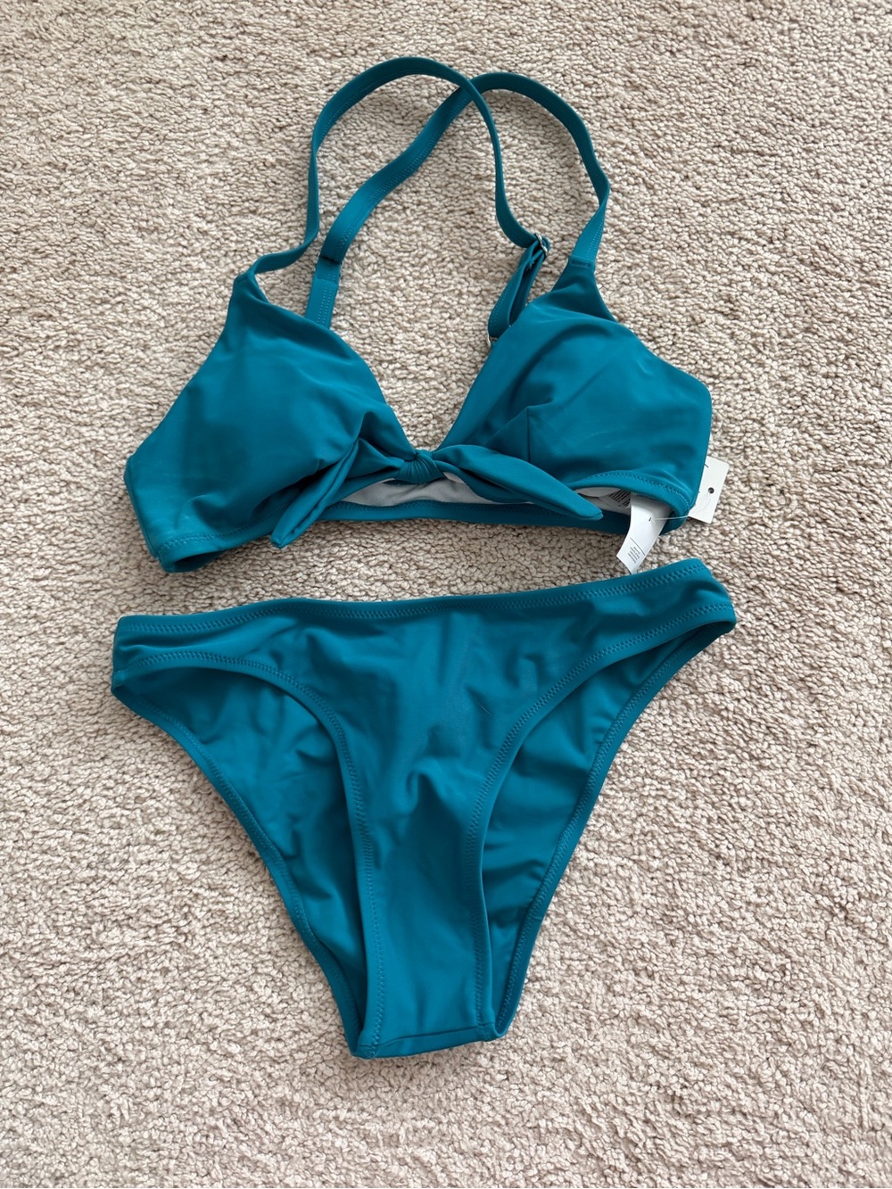 Cupshe Teal Knot-Front Bikini